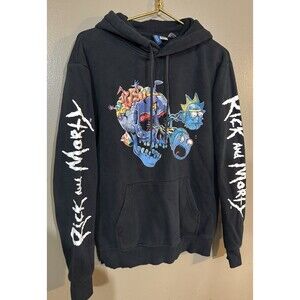 H&M Adult Swim Rick & Morty Men’s Sweatshirt Pullover Hoodie** Black Size Small